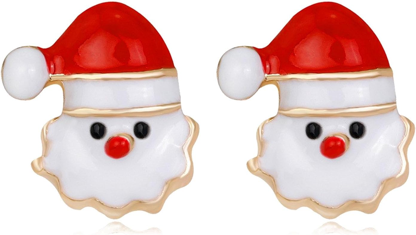 Christmas Dangle Stud Earrings Holiday Party Drop Earrings Enamel Crystal Santa Claus Bell Hat Earring Cute Christmas Costume Jewelry Women - 我的商店我的商店我的商店