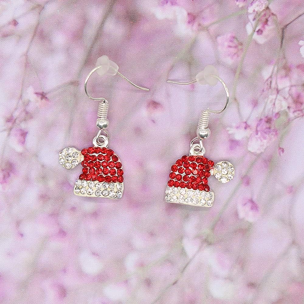 Christmas Dangle Stud Earrings Holiday Party Drop Earrings Enamel Crystal Santa Claus Bell Hat Earring Cute Christmas Costume Jewelry Women - 我的商店我的商店我的商店