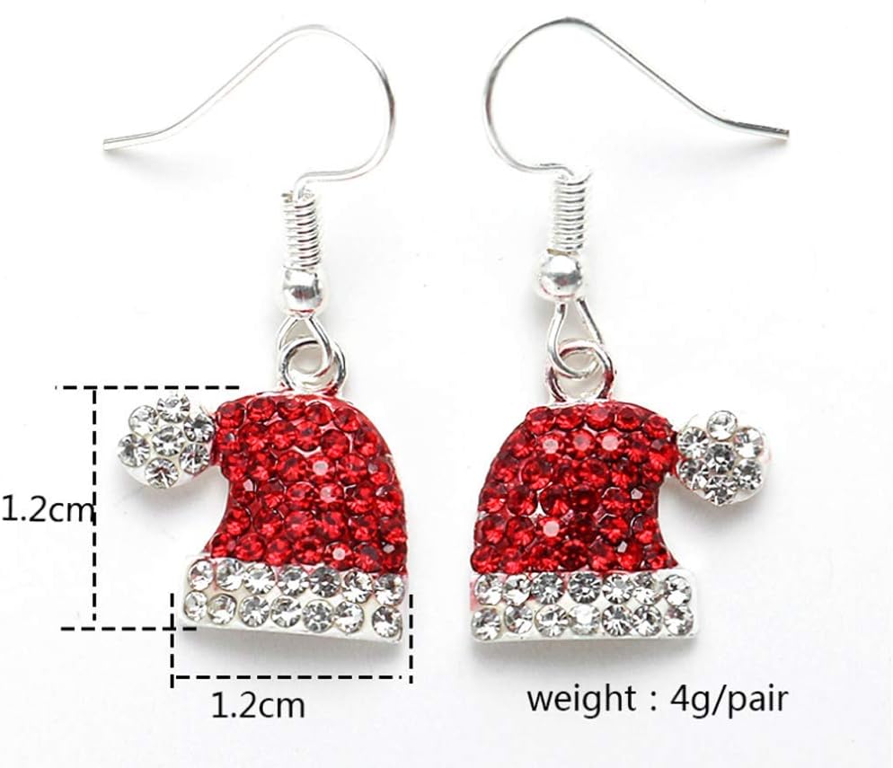Christmas Dangle Stud Earrings Holiday Party Drop Earrings Enamel Crystal Santa Claus Bell Hat Earring Cute Christmas Costume Jewelry Women - 我的商店我的商店我的商店