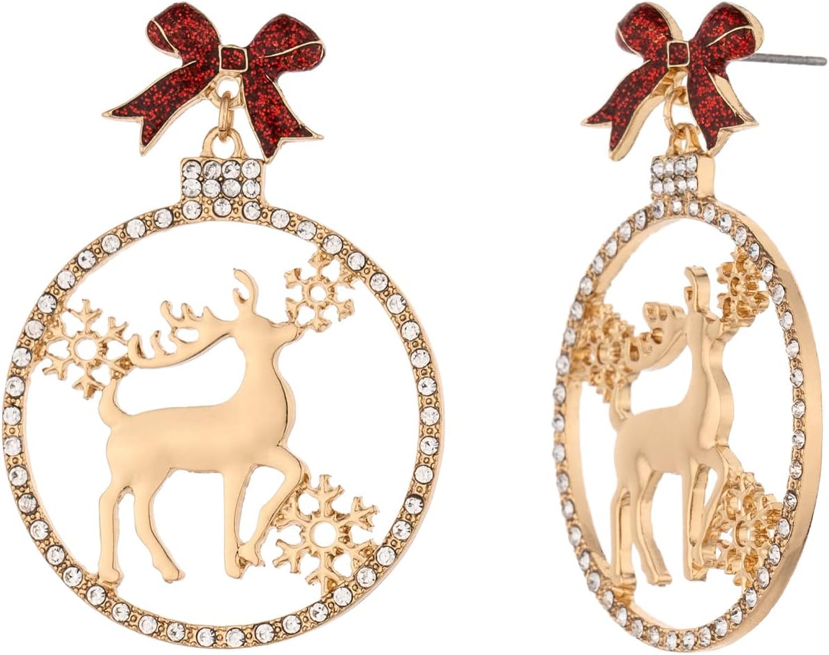 Christmas Dangle Teardrop Earrings for Women | Gold Snowflake and Star Rhinestone Earring | Ornament Drop Hypoallergenic Lightweight Jewelry | Xmas Holiday Earrings Gifts for Women - 我的商店我的商店我的商店