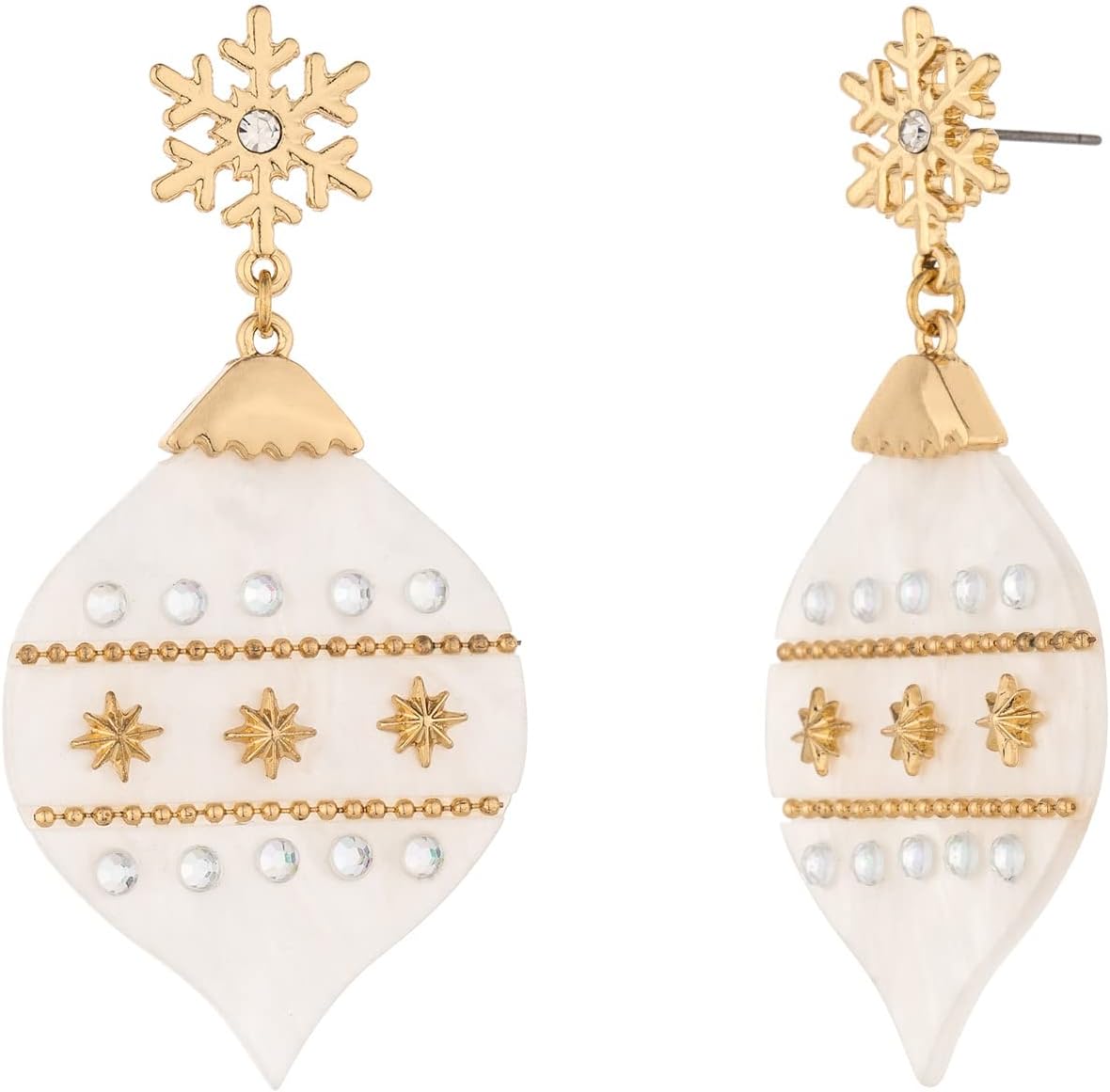 Christmas Dangle Teardrop Earrings for Women | Gold Snowflake and Star Rhinestone Earring | Ornament Drop Hypoallergenic Lightweight Jewelry | Xmas Holiday Earrings Gifts for Women - 我的商店我的商店我的商店