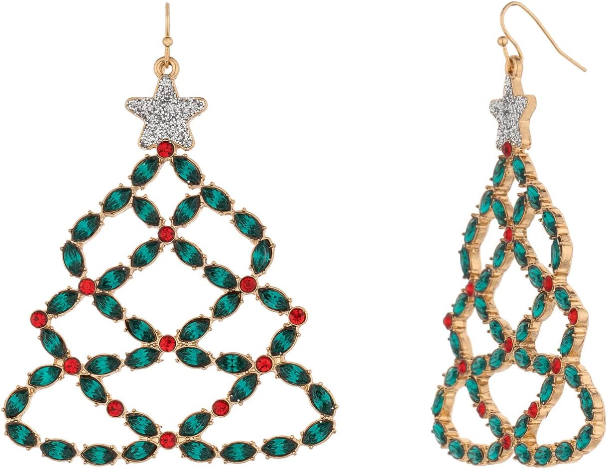 Christmas Dangle Teardrop Earrings for Women | Gold Snowflake and Star Rhinestone Earring | Ornament Drop Hypoallergenic Lightweight Jewelry | Xmas Holiday Earrings Gifts for Women - 我的商店我的商店我的商店