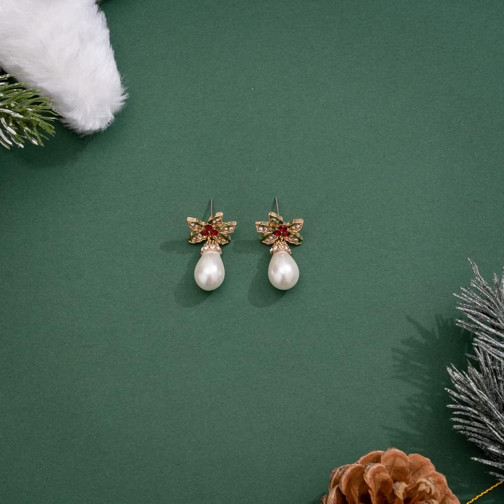 Christmas Dangle Teardrop Earrings for Women | Gold Snowflake and Star Rhinestone Earring | Ornament Drop Hypoallergenic Lightweight Jewelry | Xmas Holiday Earrings Gifts for Women - 我的商店我的商店我的商店