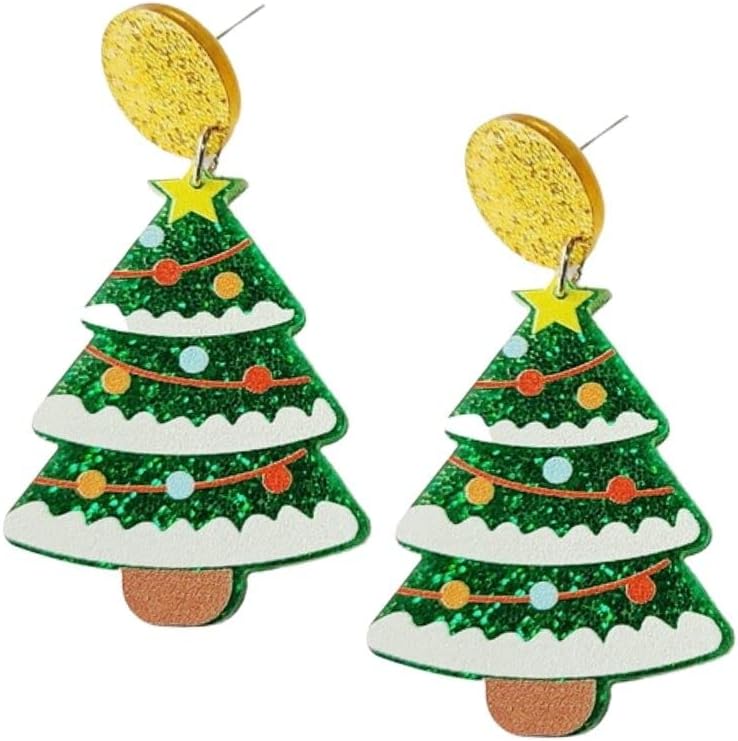 Christmas Earrings Acrylic Cute Santa Claus Christmas Tree Gingerbread Dinosaur Cactus Earrings Christmas Jewelry Gift for Women - 我的商店我的商店我的商店