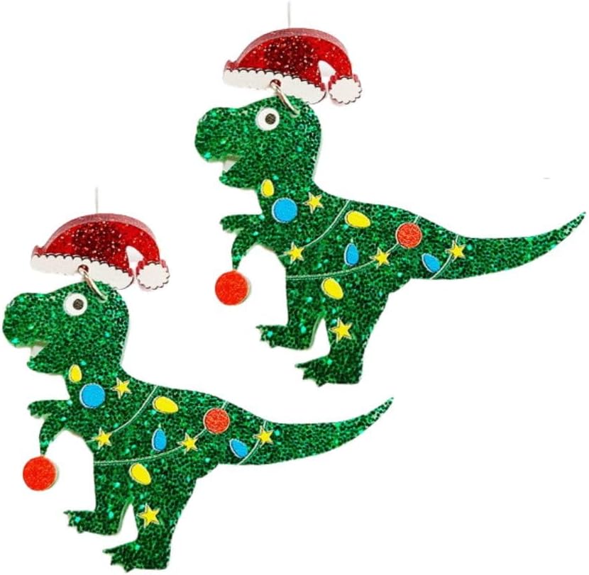 Christmas Earrings Acrylic Cute Santa Claus Christmas Tree Gingerbread Dinosaur Cactus Earrings Christmas Jewelry Gift for Women - 我的商店我的商店我的商店