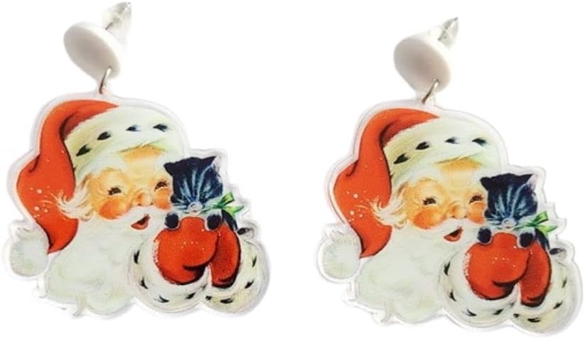 Christmas Earrings Acrylic Cute Santa Claus Christmas Tree Gingerbread Dinosaur Cactus Earrings Christmas Jewelry Gift for Women - 我的商店我的商店我的商店