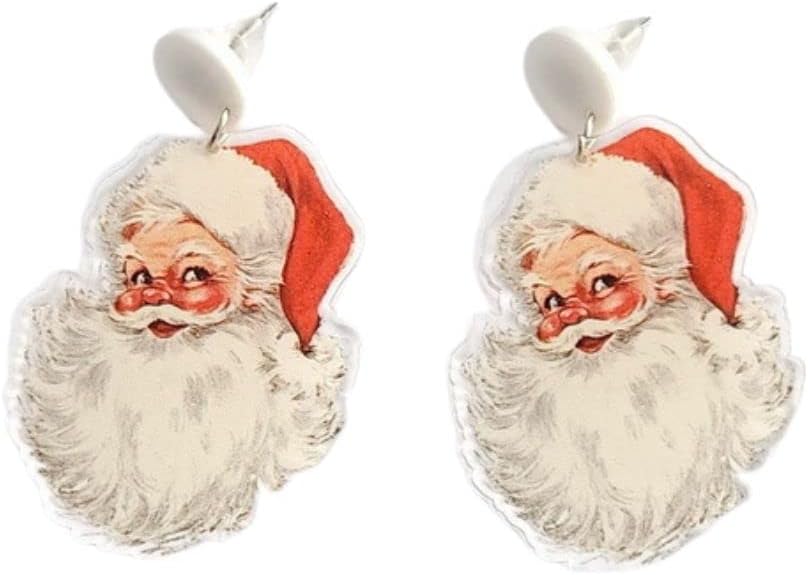 Christmas Earrings Acrylic Cute Santa Claus Christmas Tree Gingerbread Dinosaur Cactus Earrings Christmas Jewelry Gift for Women - 我的商店我的商店我的商店