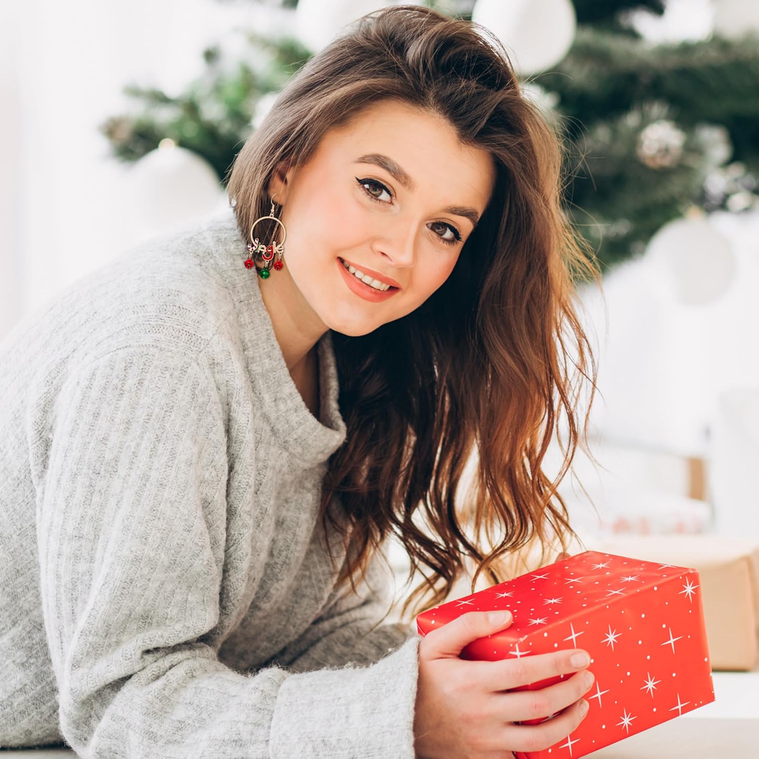 Christmas Earrings, Christmas Accessories for Women, Christmas Jewelry, Holiday Earrings for Women, Black Cat/Jingle Bell - QIAO Crystal我的商店QIAO Crystal