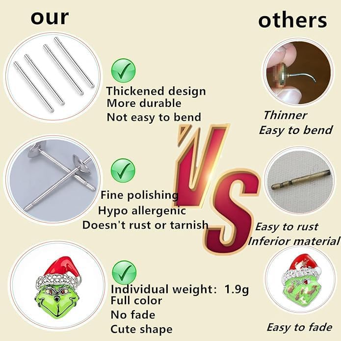 Christmas Earrings Cute Santa Green Monster Frog Stud Earrings Cartoon Animal Jewelry Women Girls Holiday Gifts - QIAO Crystal我的商店QIAO Crystal