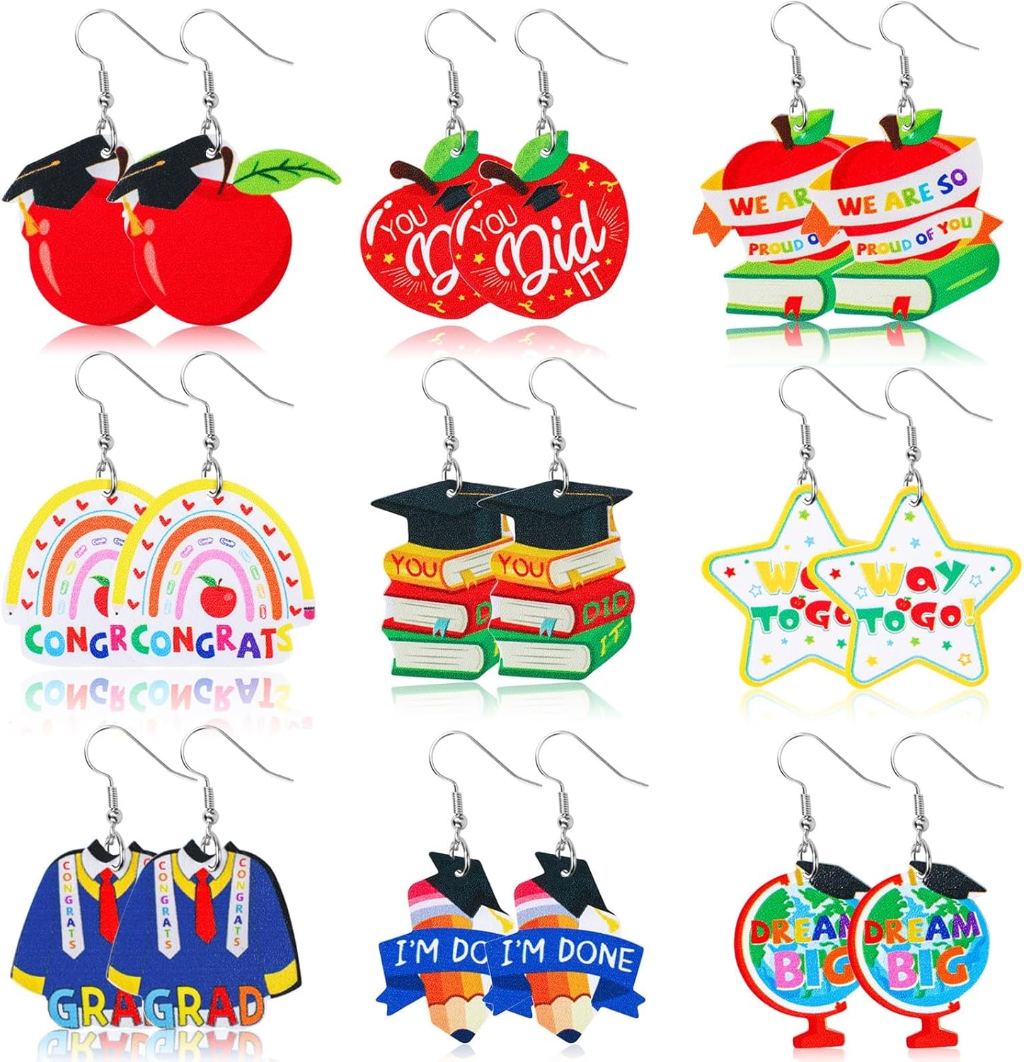 Christmas Earrings for Women, 9 Pairs Christmas Faux Leather Earrings Lightweight Leaf Long Dangle Earrings Teardrop Earrings for Christmas - 我的商店我的商店我的商店