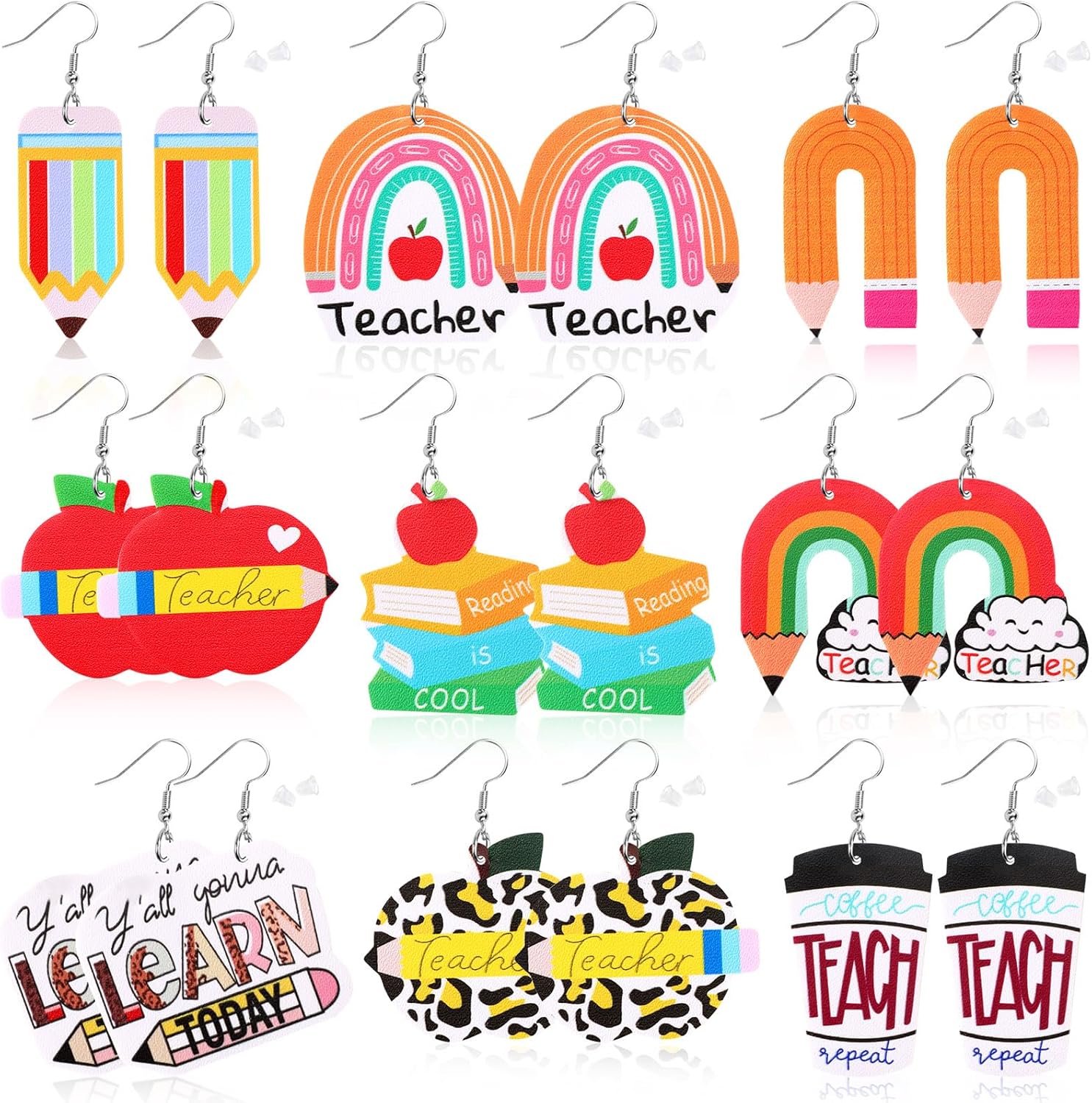 Christmas Earrings for Women, 9 Pairs Christmas Faux Leather Earrings Lightweight Leaf Long Dangle Earrings Teardrop Earrings for Christmas - 我的商店我的商店我的商店