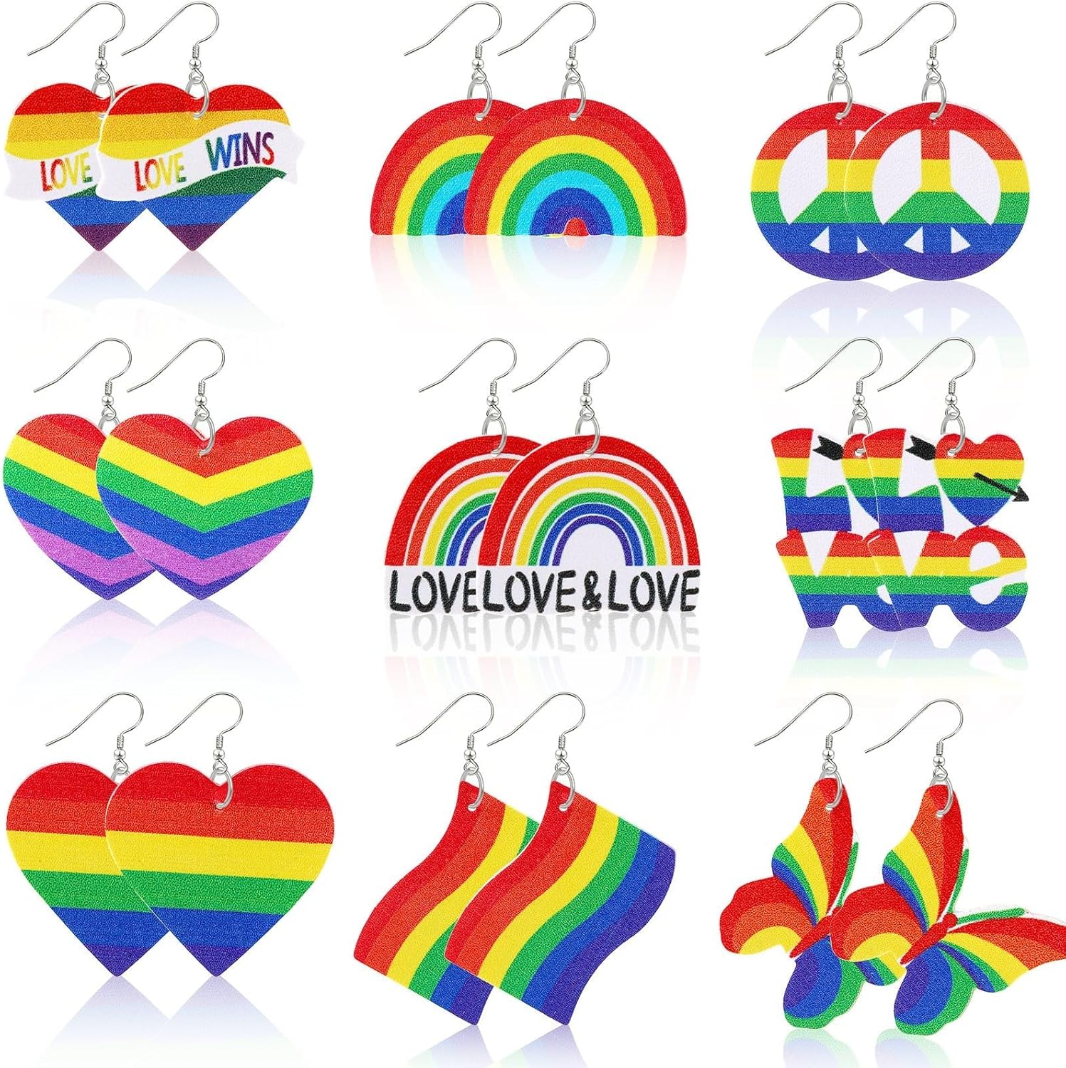 Christmas Earrings for Women, 9 Pairs Christmas Faux Leather Earrings Lightweight Leaf Long Dangle Earrings Teardrop Earrings for Christmas - 我的商店我的商店我的商店