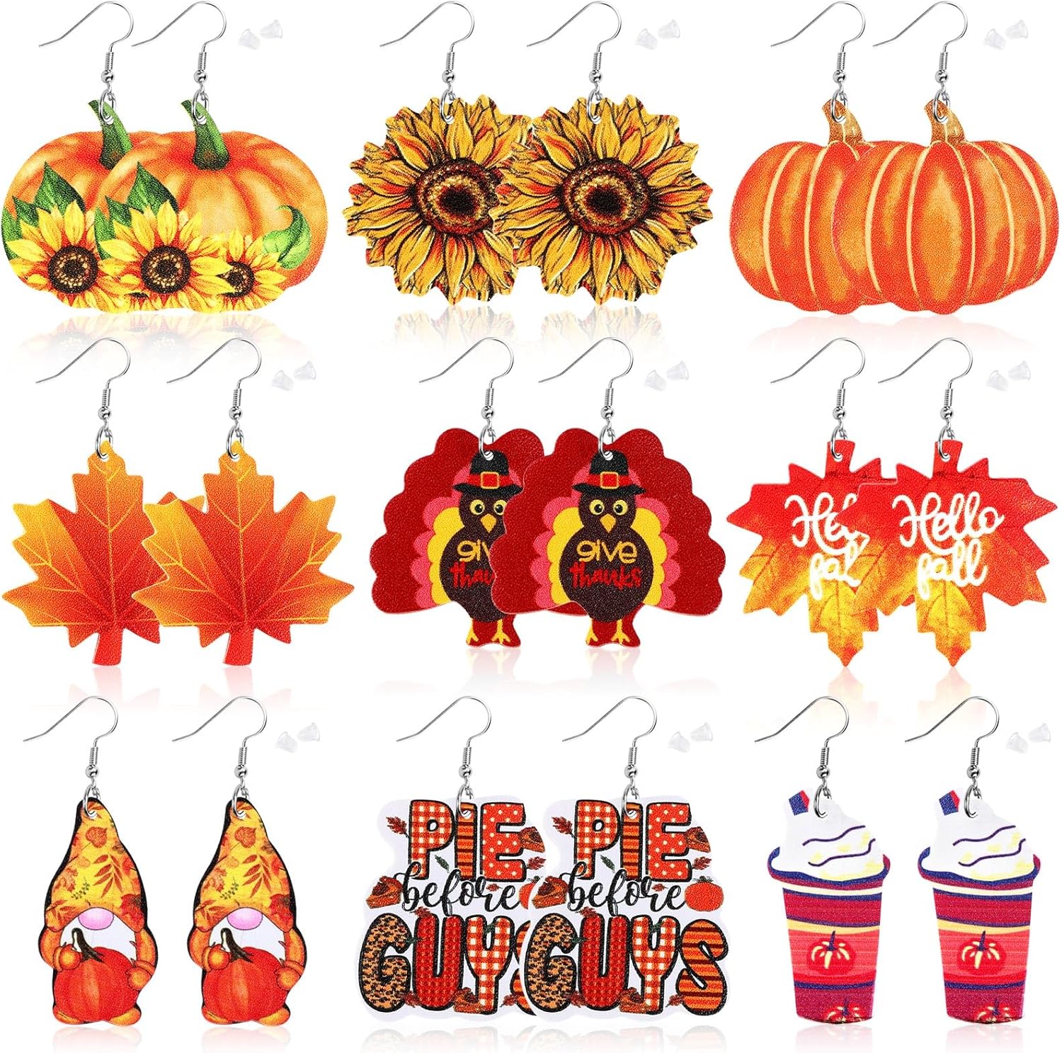 Christmas Earrings for Women, 9 Pairs Christmas Faux Leather Earrings Lightweight Leaf Long Dangle Earrings Teardrop Earrings for Christmas - 我的商店我的商店我的商店