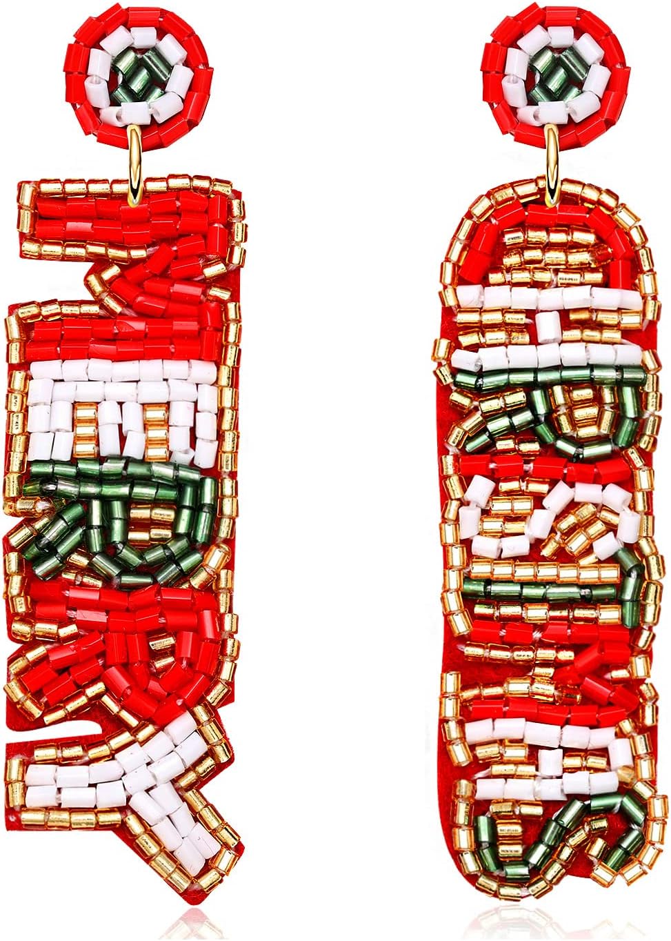 Christmas Earrings for Women Beaded Holiday Reindeer Bulb Boot Earrings Handmade Christmas Tree Drop Dangle Earrings Festive Jewelry Gifts - 我的商店我的商店我的商店