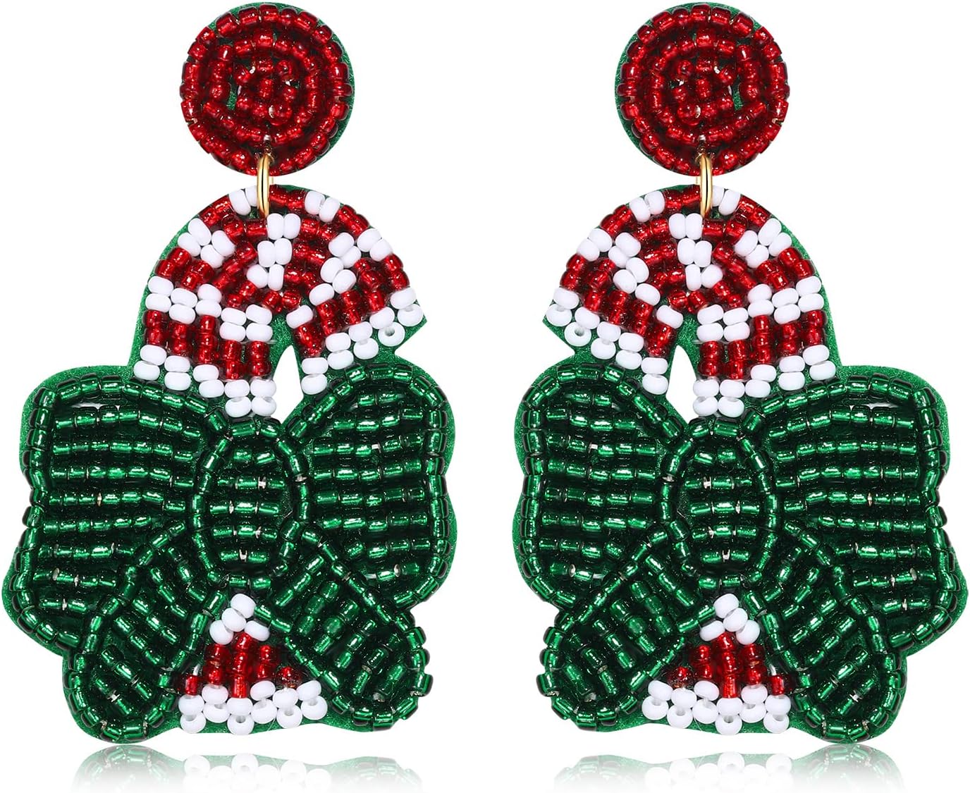 Christmas Earrings for Women Beaded Holiday Reindeer Bulb Boot Earrings Handmade Christmas Tree Drop Dangle Earrings Festive Jewelry Gifts - 我的商店我的商店我的商店