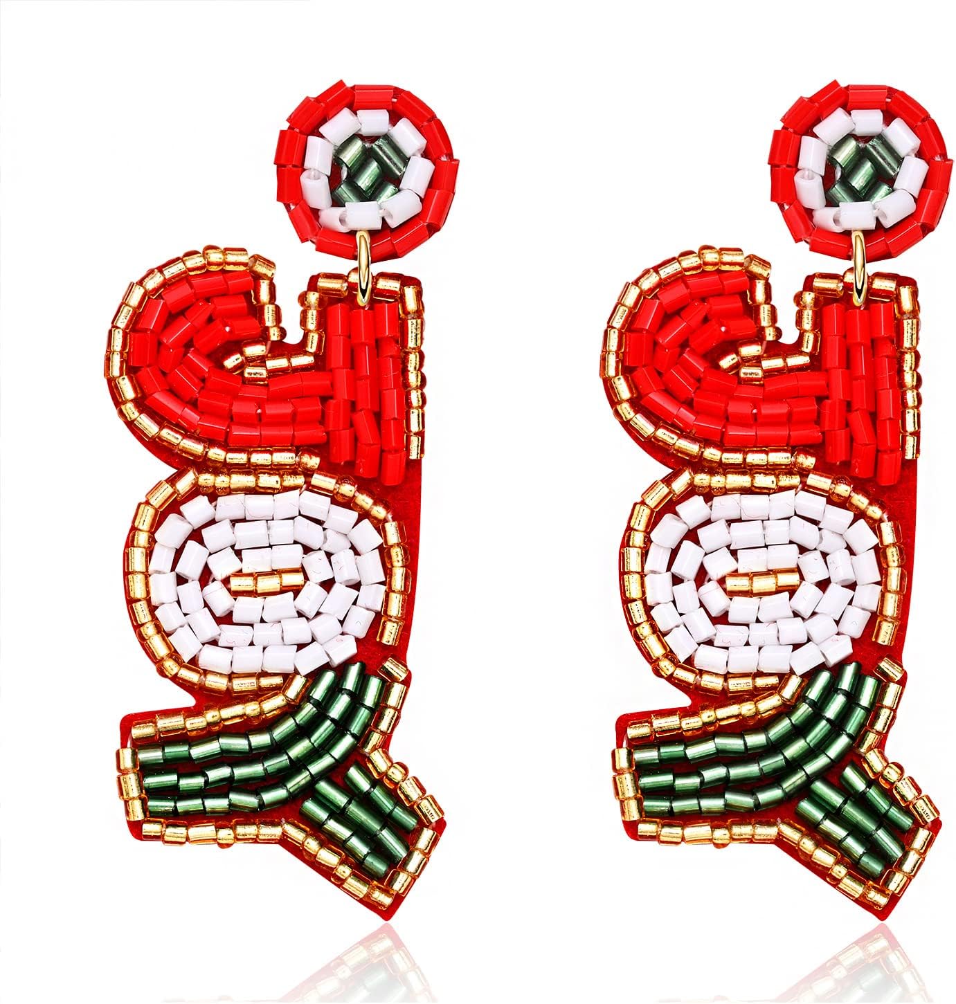 Christmas Earrings for Women Beaded Holiday Reindeer Bulb Boot Earrings Handmade Christmas Tree Drop Dangle Earrings Festive Jewelry Gifts - 我的商店我的商店我的商店