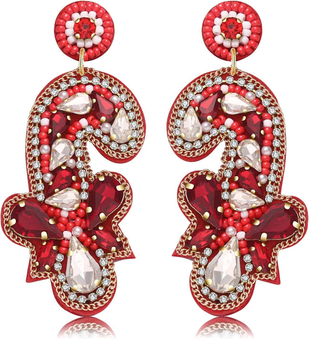 Christmas Earrings for Women Beaded Holiday Reindeer Bulb Boot Earrings Handmade Christmas Tree Drop Dangle Earrings Festive Jewelry Gifts - 我的商店我的商店我的商店