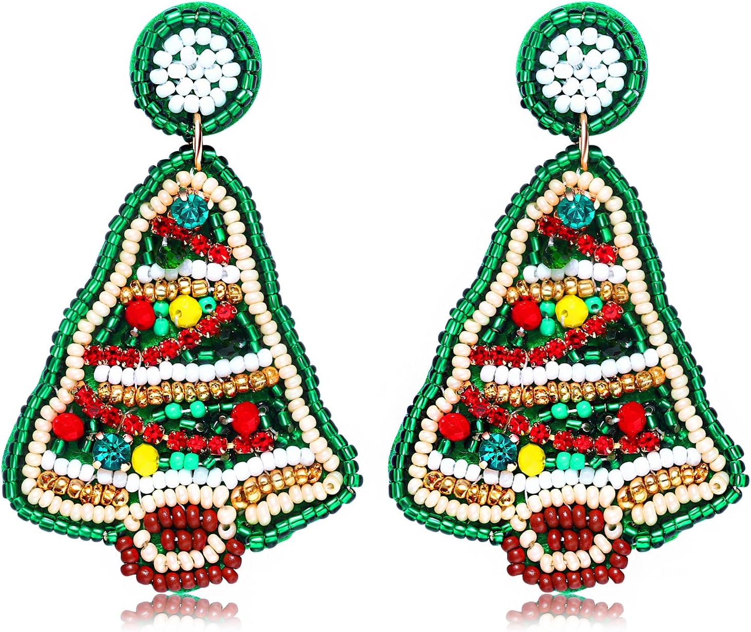 Christmas Earrings for Women Beaded Holiday Reindeer Bulb Boot Earrings Handmade Christmas Tree Drop Dangle Earrings Festive Jewelry Gifts - 我的商店我的商店我的商店