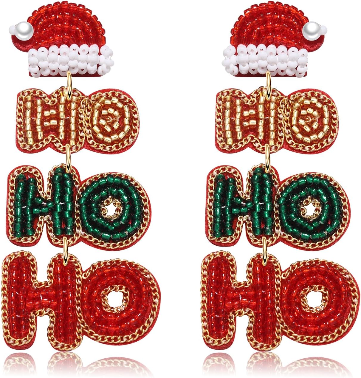 Christmas Earrings for Women Beaded Holiday Reindeer Bulb Boot Earrings Handmade Christmas Tree Drop Dangle Earrings Festive Jewelry Gifts - 我的商店我的商店我的商店