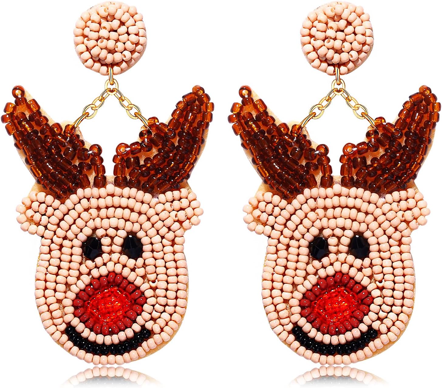 Christmas Earrings for Women Beaded Holiday Reindeer Bulb Boot Earrings Handmade Christmas Tree Drop Dangle Earrings Festive Jewelry Gifts - 我的商店我的商店我的商店