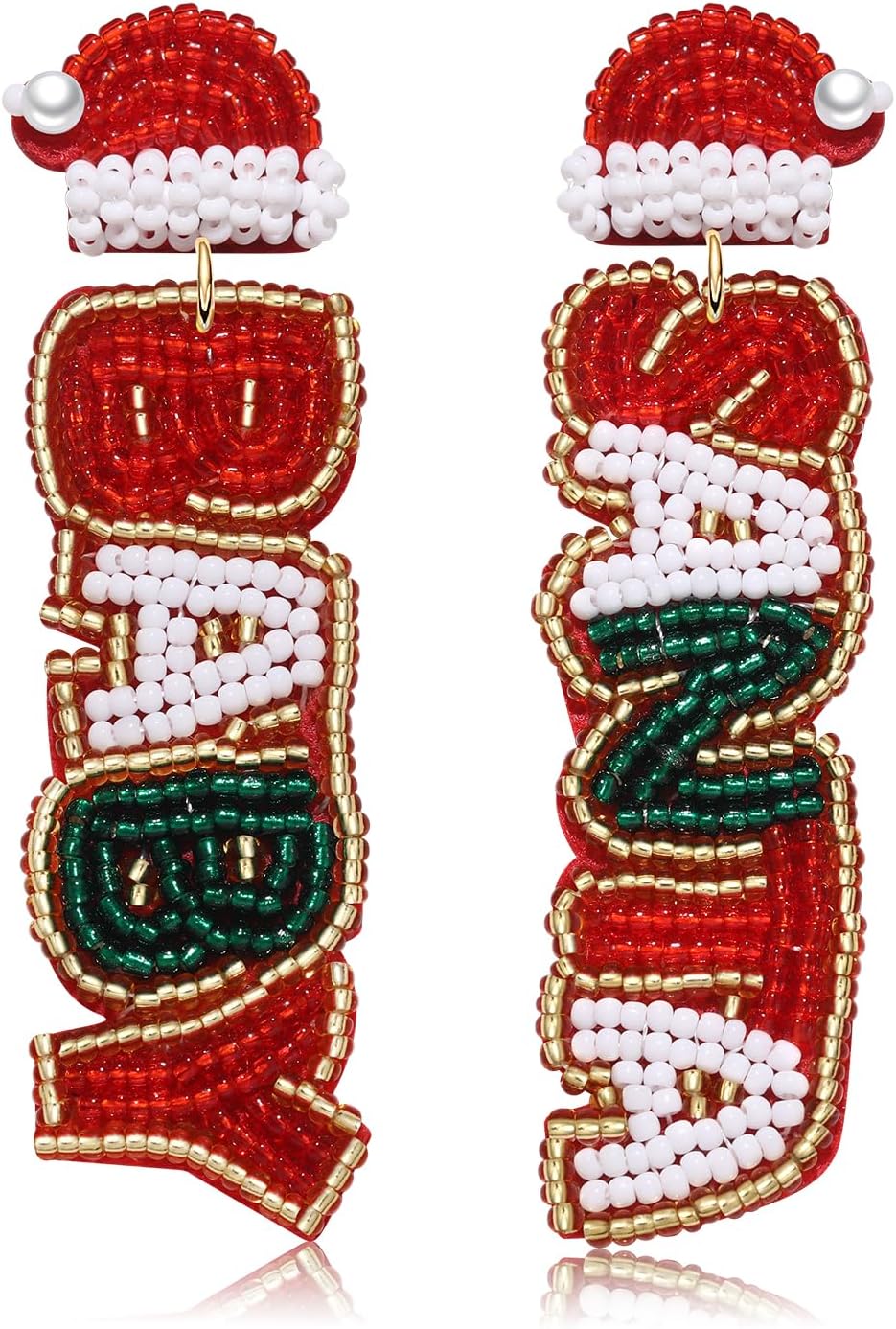 Christmas Earrings for Women Christmas Bead Dangle Earrings Bohemia Handmade Colorful Seed Beaded Drop Earrings Christmas Gifts for Women - QIAO Crystal我的商店QIAO Crystal