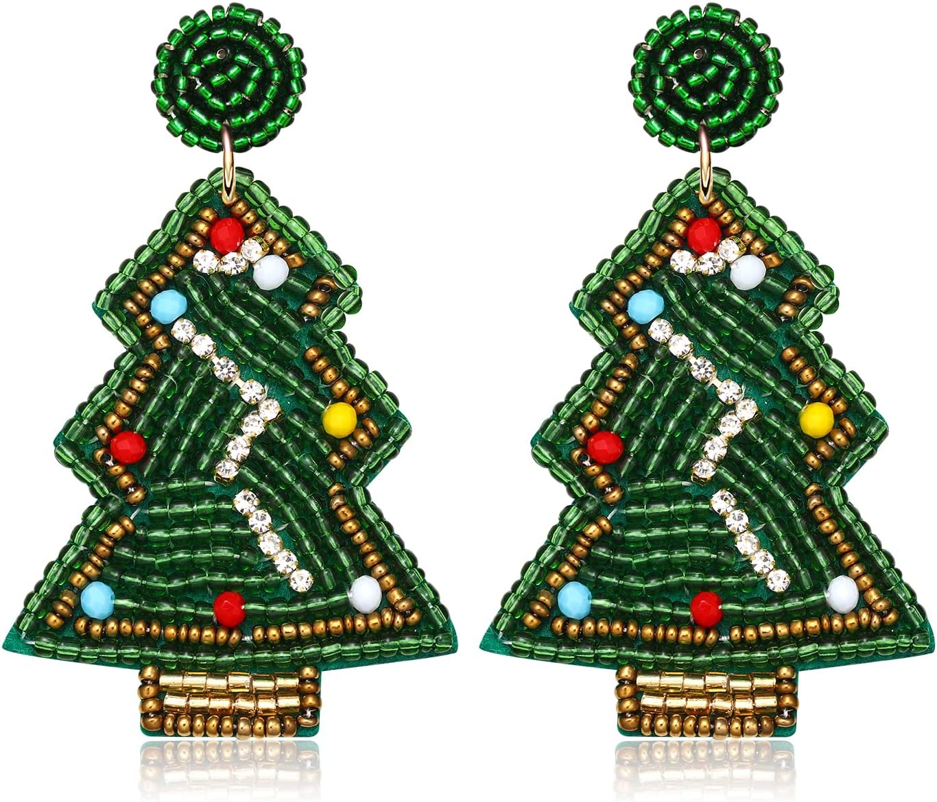 Christmas Earrings for Women Christmas Bead Dangle Earrings Bohemia Handmade Colorful Seed Beaded Drop Earrings Christmas Gifts for Women - QIAO Crystal我的商店QIAO Crystal