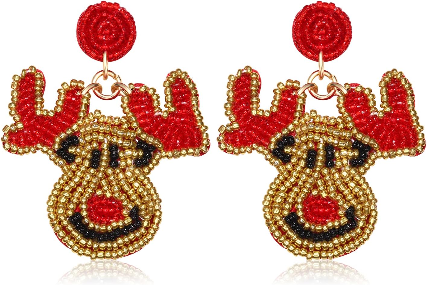 Christmas Earrings for Women Christmas Bead Dangle Earrings Bohemia Handmade Colorful Seed Beaded Drop Earrings Christmas Gifts for Women - QIAO Crystal我的商店QIAO Crystal