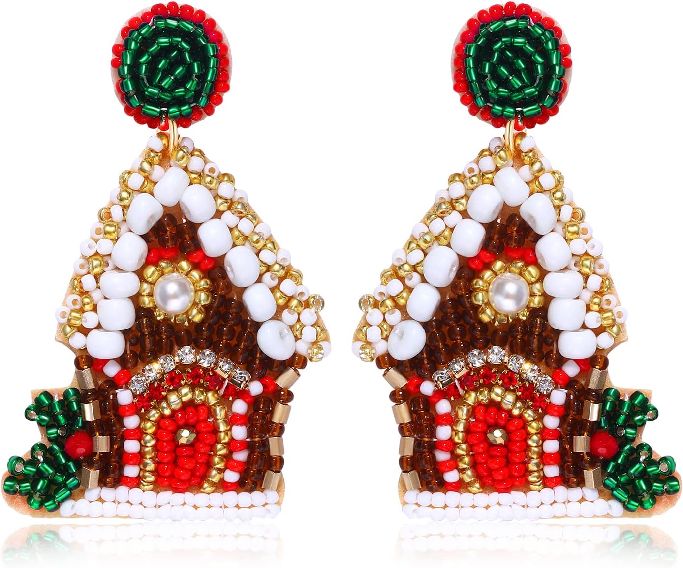 Christmas Earrings for Women Christmas Bead Dangle Earrings Bohemia Handmade Colorful Seed Beaded Drop Earrings Christmas Gifts for Women - QIAO Crystal我的商店QIAO Crystal