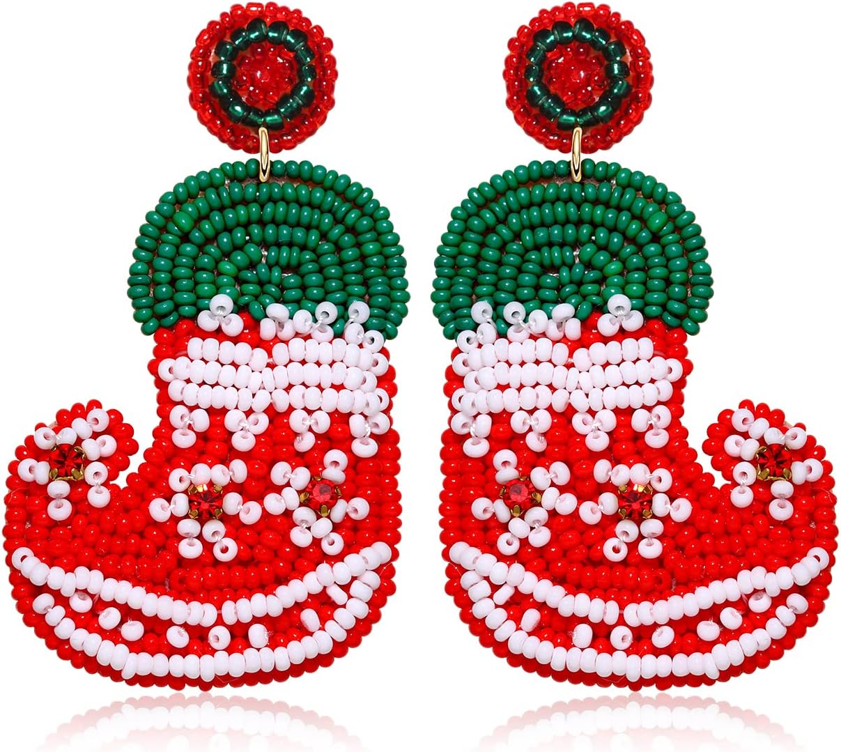 Christmas Earrings for Women Christmas Bead Dangle Earrings Bohemia Handmade Colorful Seed Beaded Drop Earrings Christmas Gifts for Women - QIAO Crystal我的商店QIAO Crystal