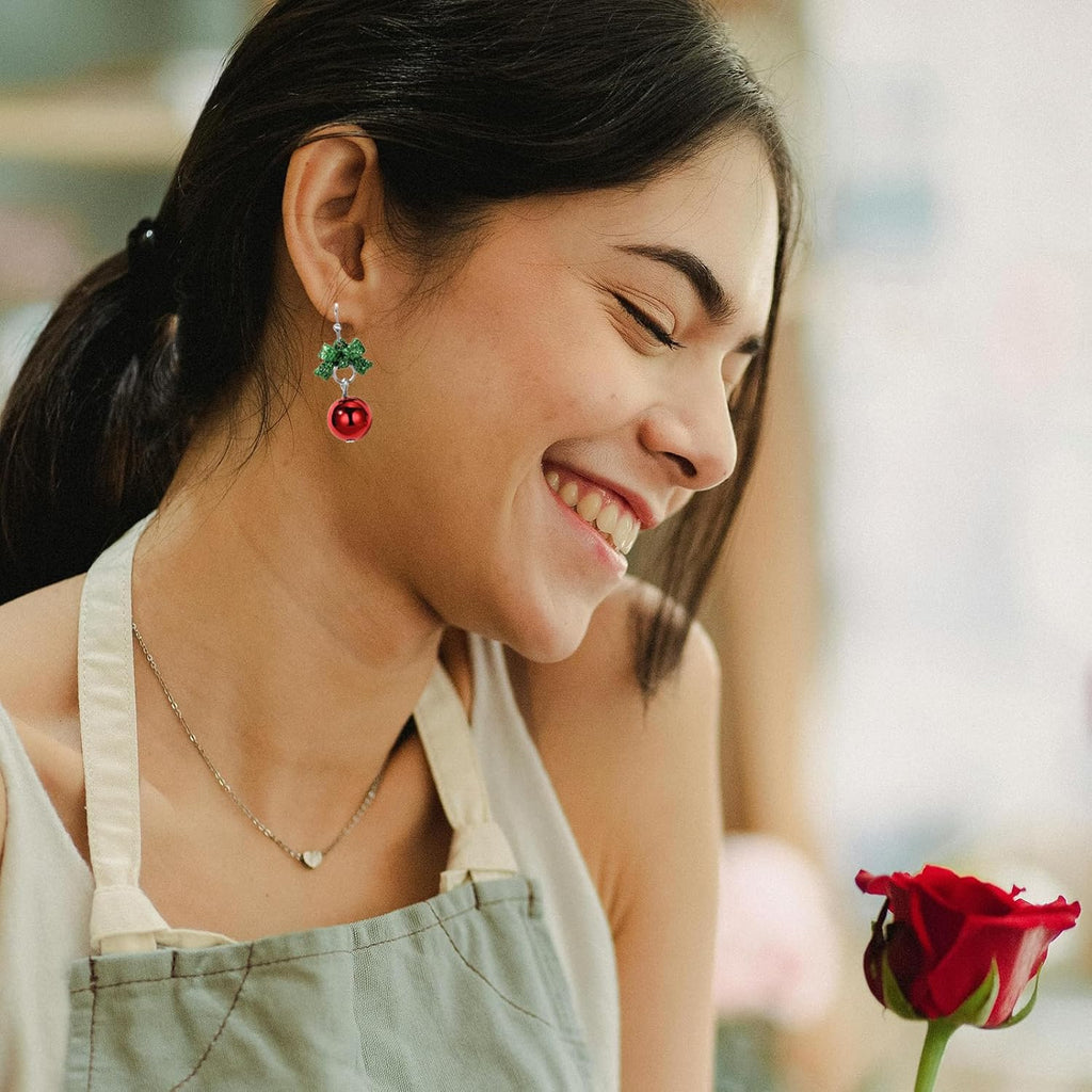 Christmas Earrings for Women Christmas Bow Jingle Bell Christmas Trees Drop Dangle Earrings Set Christmas Jewelry Gifts - 我的商店我的商店我的商店