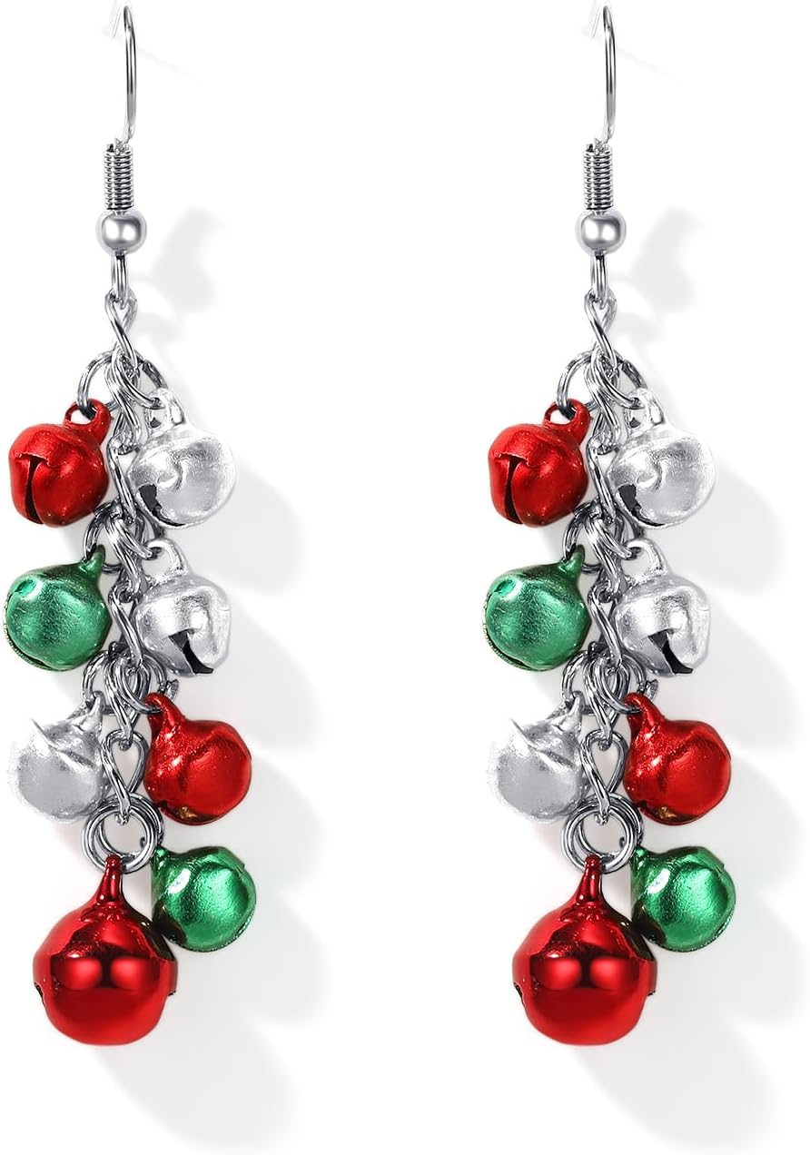Christmas Earrings for Women Christmas Bow Jingle Bell Christmas Trees Drop Dangle Earrings Set Christmas Jewelry Gifts - 我的商店我的商店我的商店