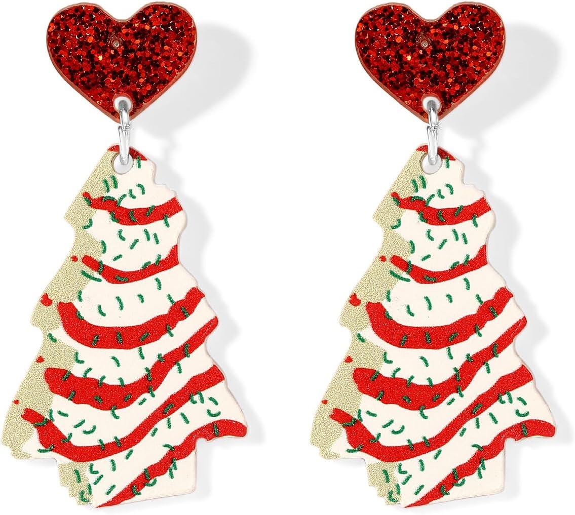 Christmas Earrings for Women Christmas Bow Jingle Bell Christmas Trees Drop Dangle Earrings Set Christmas Jewelry Gifts - 我的商店我的商店我的商店