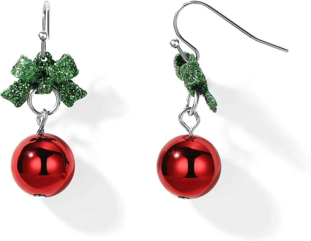 Christmas Earrings for Women Christmas Bow Jingle Bell Christmas Trees Drop Dangle Earrings Set Christmas Jewelry Gifts - 我的商店我的商店我的商店
