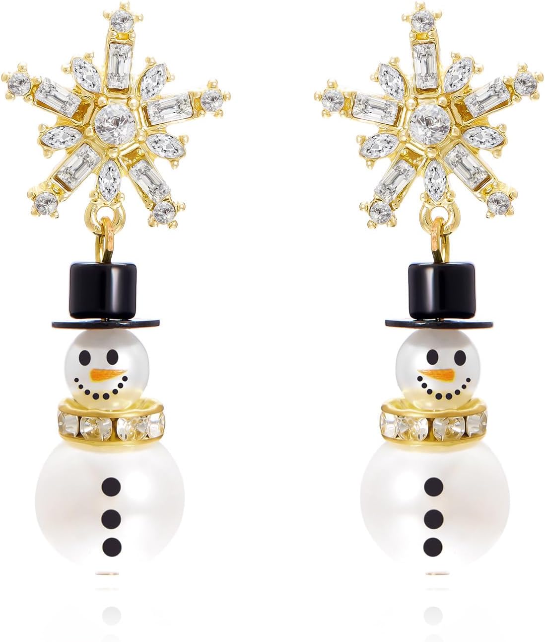 Christmas Earrings for Women Christmas Snowman Earrings ChristmasSnowflake Snowman Hat Pearl Dangling Earrings Xmas Theme Earrings Jewelry for Festival New Year Party - 我的商店我的商店我的商店