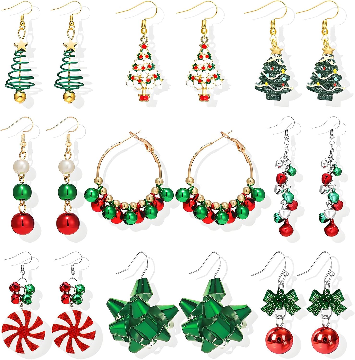 Christmas Earrings for Women Christmas Tree Dangle Earrings Snowflake Santa Candy Cane Snowman Penguin Earrings Holiday Winter Earrings Christmas Stocking Stuffers Gifts - 我的商店我的商店我的商店