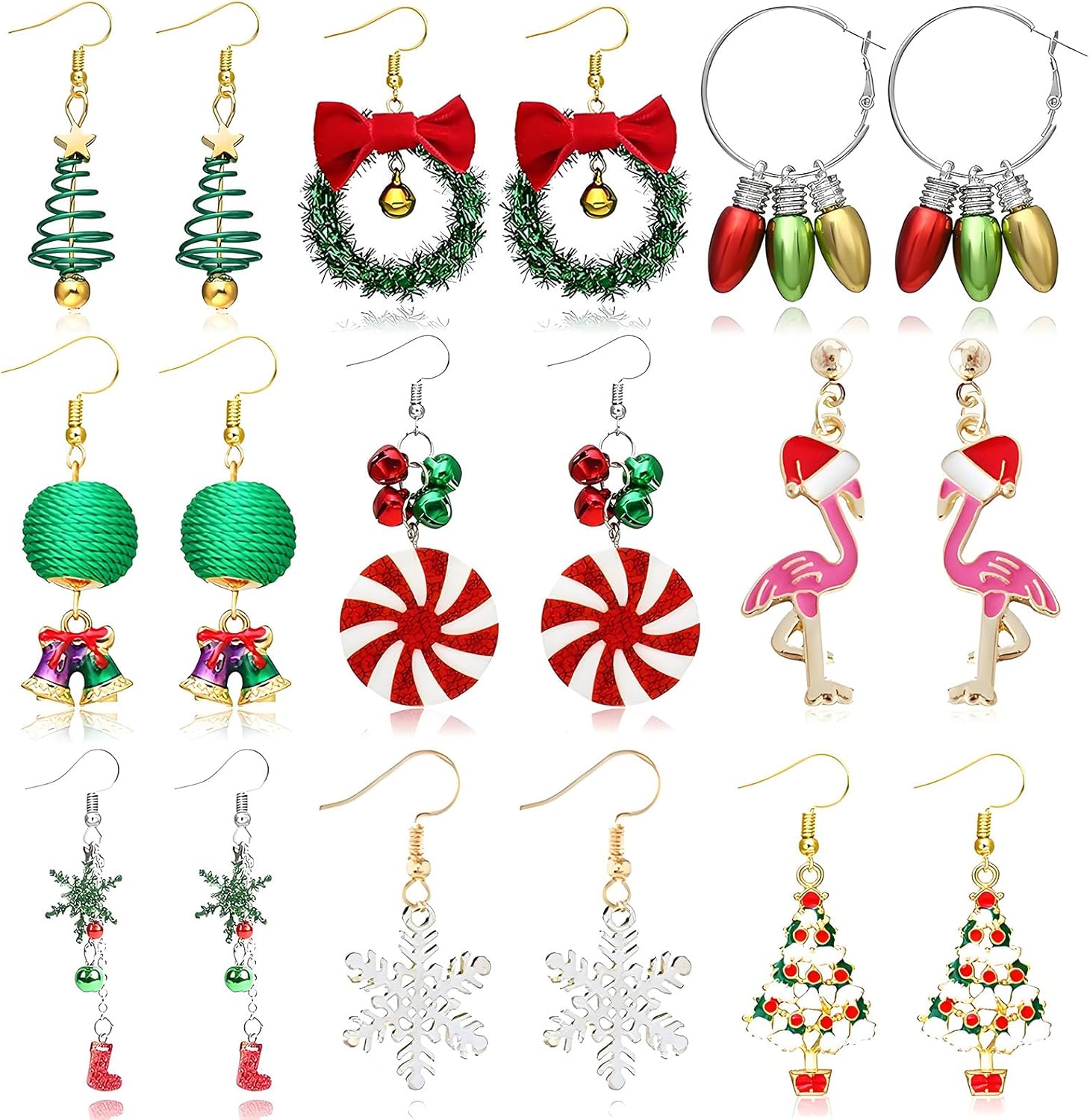 Christmas Earrings for Women Christmas Tree Dangle Earrings Snowflake Santa Candy Cane Snowman Penguin Earrings Holiday Winter Earrings Christmas Stocking Stuffers Gifts - 我的商店我的商店我的商店