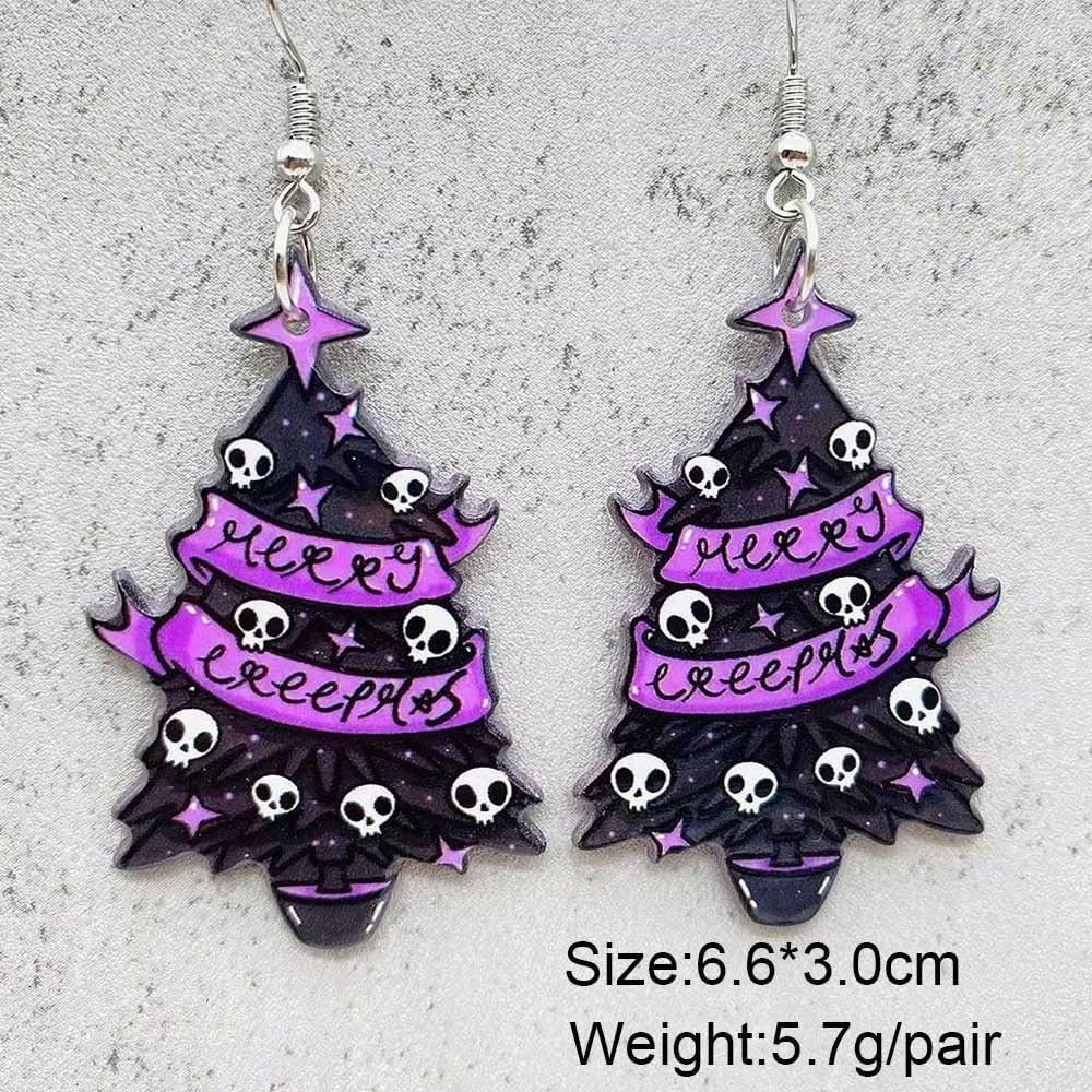 Christmas Earrings For Women Creative Fun Skeleton Star Christmas Tree Gingerbread Man Acrylic Earrings Holiday Jewelry Gifts - 我的商店我的商店我的商店