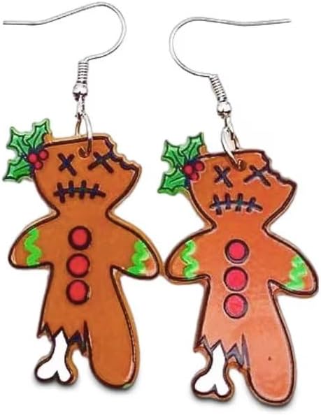 Christmas Earrings For Women Creative Fun Skeleton Star Christmas Tree Gingerbread Man Acrylic Earrings Holiday Jewelry Gifts - 我的商店我的商店我的商店