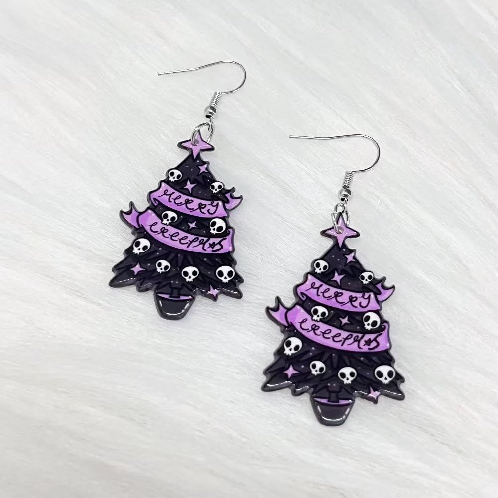 Christmas Earrings For Women Creative Fun Skeleton Star Christmas Tree Gingerbread Man Acrylic Earrings Holiday Jewelry Gifts - 我的商店我的商店我的商店