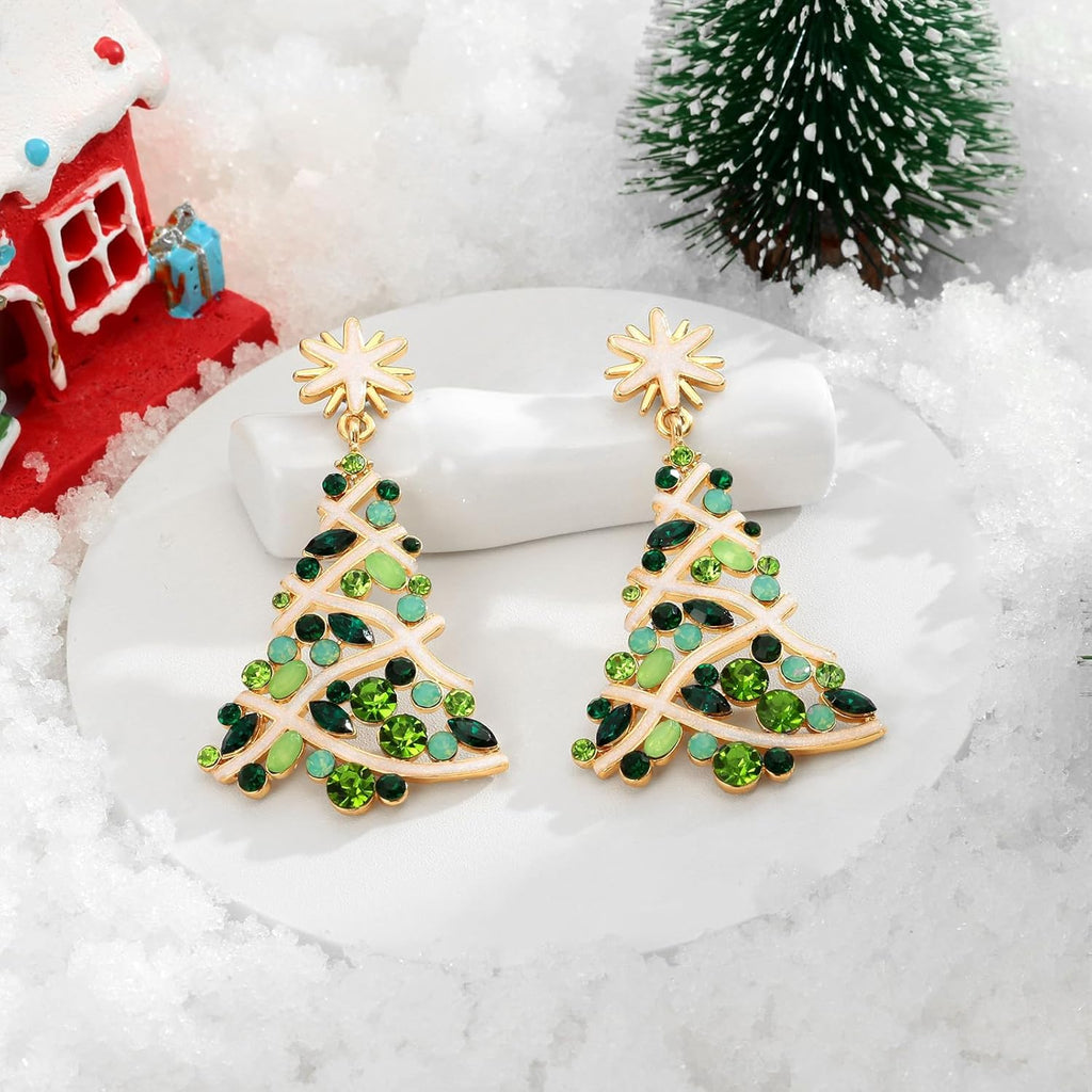 Christmas Earrings for Women, Cute Christmas Tree Earrings Dainty Gold Plated Reindeer Snowflake Light Bulb Dangle Earrings Hypoallergenic Xmas Earrings Trendy Chirstmas Jewelry for Women - 我的商店我的商店我的商店
