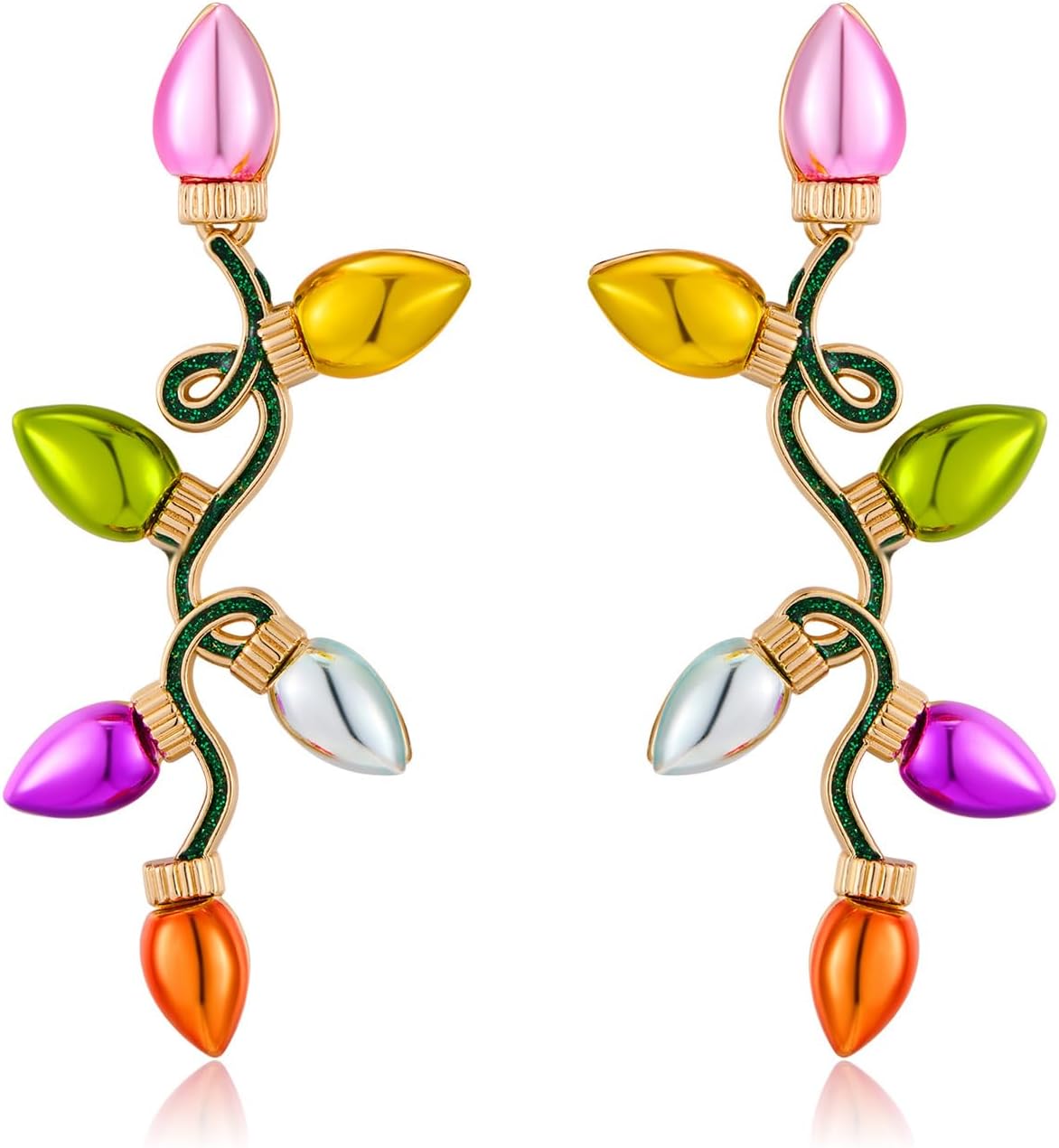 Christmas Earrings for Women, Cute Christmas Tree Earrings Dainty Gold Plated Reindeer Snowflake Light Bulb Dangle Earrings Hypoallergenic Xmas Earrings Trendy Chirstmas Jewelry for Women - 我的商店我的商店我的商店