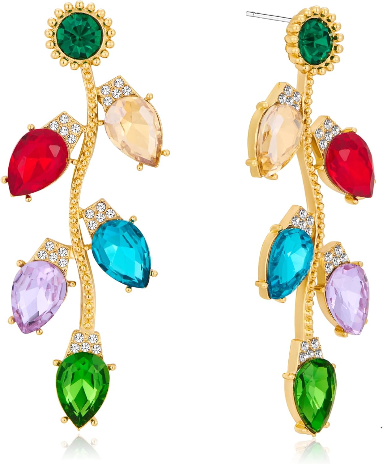 Christmas Earrings for Women, Cute Christmas Tree Earrings Dainty Gold Plated Reindeer Snowflake Light Bulb Dangle Earrings Hypoallergenic Xmas Earrings Trendy Chirstmas Jewelry for Women - 我的商店我的商店我的商店