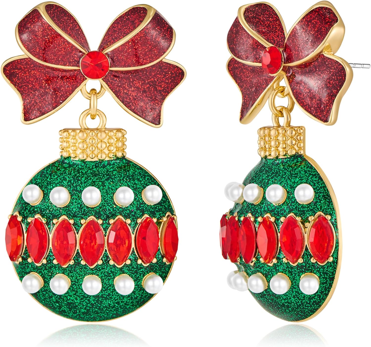 Christmas Earrings for Women, Cute Christmas Tree Earrings Dainty Gold Plated Reindeer Snowflake Light Bulb Dangle Earrings Hypoallergenic Xmas Earrings Trendy Chirstmas Jewelry for Women - 我的商店我的商店我的商店