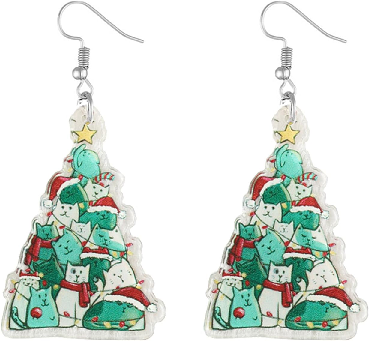 Christmas Earrings For Women Cute Colorful Acrylic Christmas Santa Claus HO HO HO Tree Gingerbread Man Dangle Drop Holiday Earrings Decoration Christmas Jewelry Gifts - 我的商店我的商店我的商店