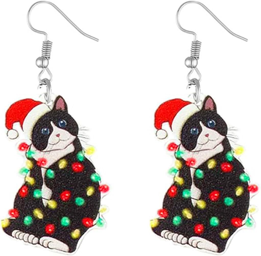 Christmas Earrings For Women Cute Colorful Acrylic Christmas Santa Claus HO HO HO Tree Gingerbread Man Dangle Drop Holiday Earrings Decoration Christmas Jewelry Gifts - 我的商店我的商店我的商店