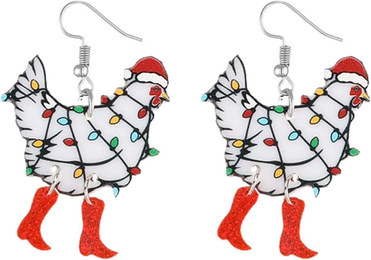 Christmas Earrings For Women Cute Colorful Acrylic Christmas Santa Claus HO HO HO Tree Gingerbread Man Dangle Drop Holiday Earrings Decoration Christmas Jewelry Gifts - 我的商店我的商店我的商店