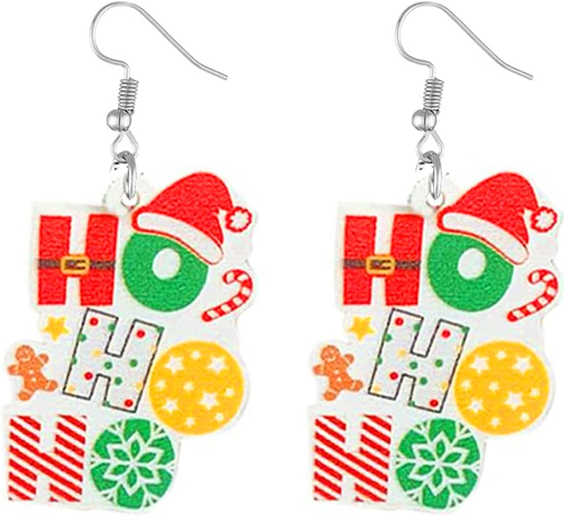 Christmas Earrings For Women Cute Colorful Acrylic Christmas Santa Claus HO HO HO Tree Gingerbread Man Dangle Drop Holiday Earrings Decoration Christmas Jewelry Gifts - 我的商店我的商店我的商店