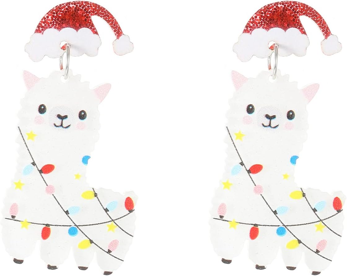 Christmas Earrings for Women Cute Fawn Charm Earrings Acrylic Fashion Christmas Tree Cat Dinosaur Funny Earrings Xmas Party Favors Decor Accessories - 我的商店我的商店我的商店