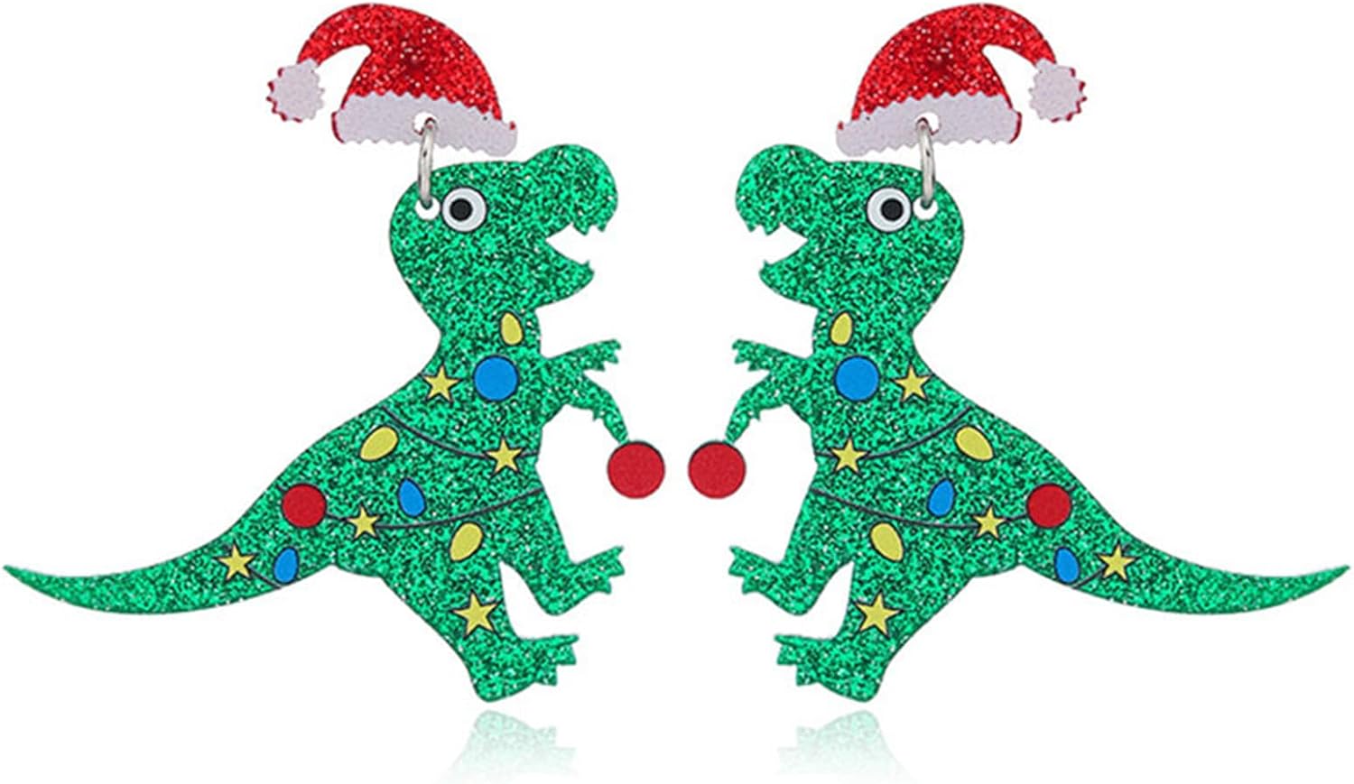 Christmas Earrings for Women Cute Fawn Charm Earrings Acrylic Fashion Christmas Tree Cat Dinosaur Funny Earrings Xmas Party Favors Decor Accessories - 我的商店我的商店我的商店