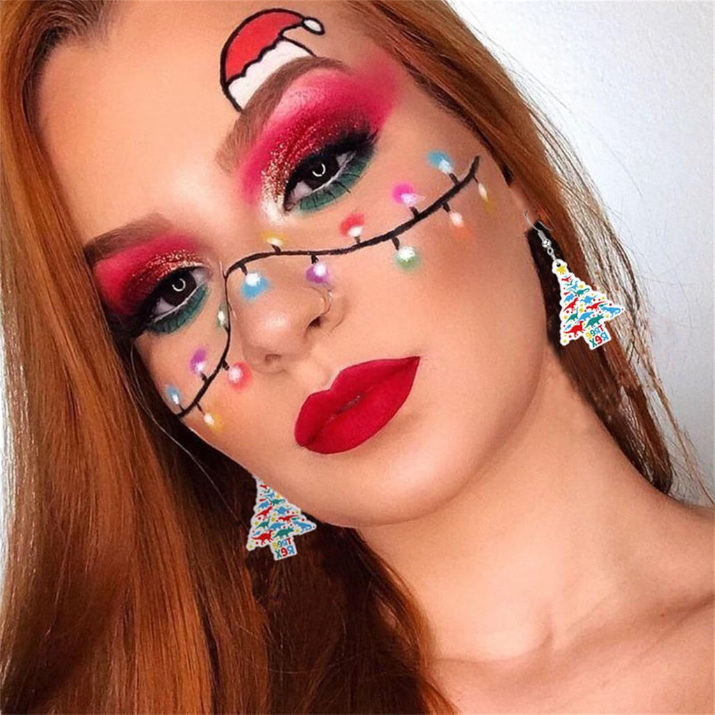 Christmas Earrings for Women Cute Fawn Charm Earrings Acrylic Fashion Christmas Tree Cat Dinosaur Funny Earrings Xmas Party Favors Decor Accessories - 我的商店我的商店我的商店